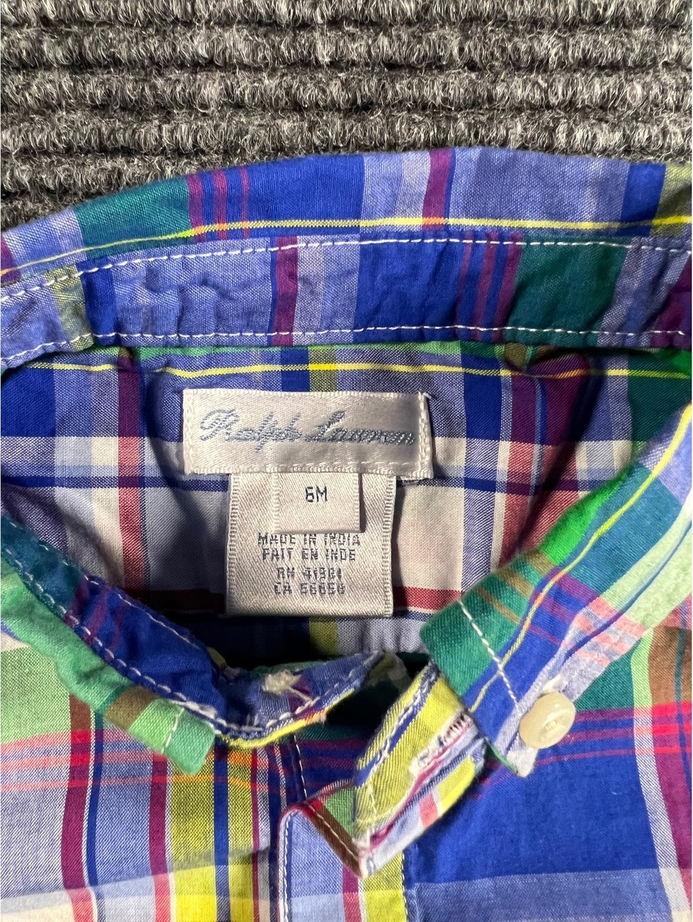 Ralph Lauren Baby Boys' Multicolor Plaid Cotton Romper Jumpsuit, Size 6 Months - Picture 4 of 6